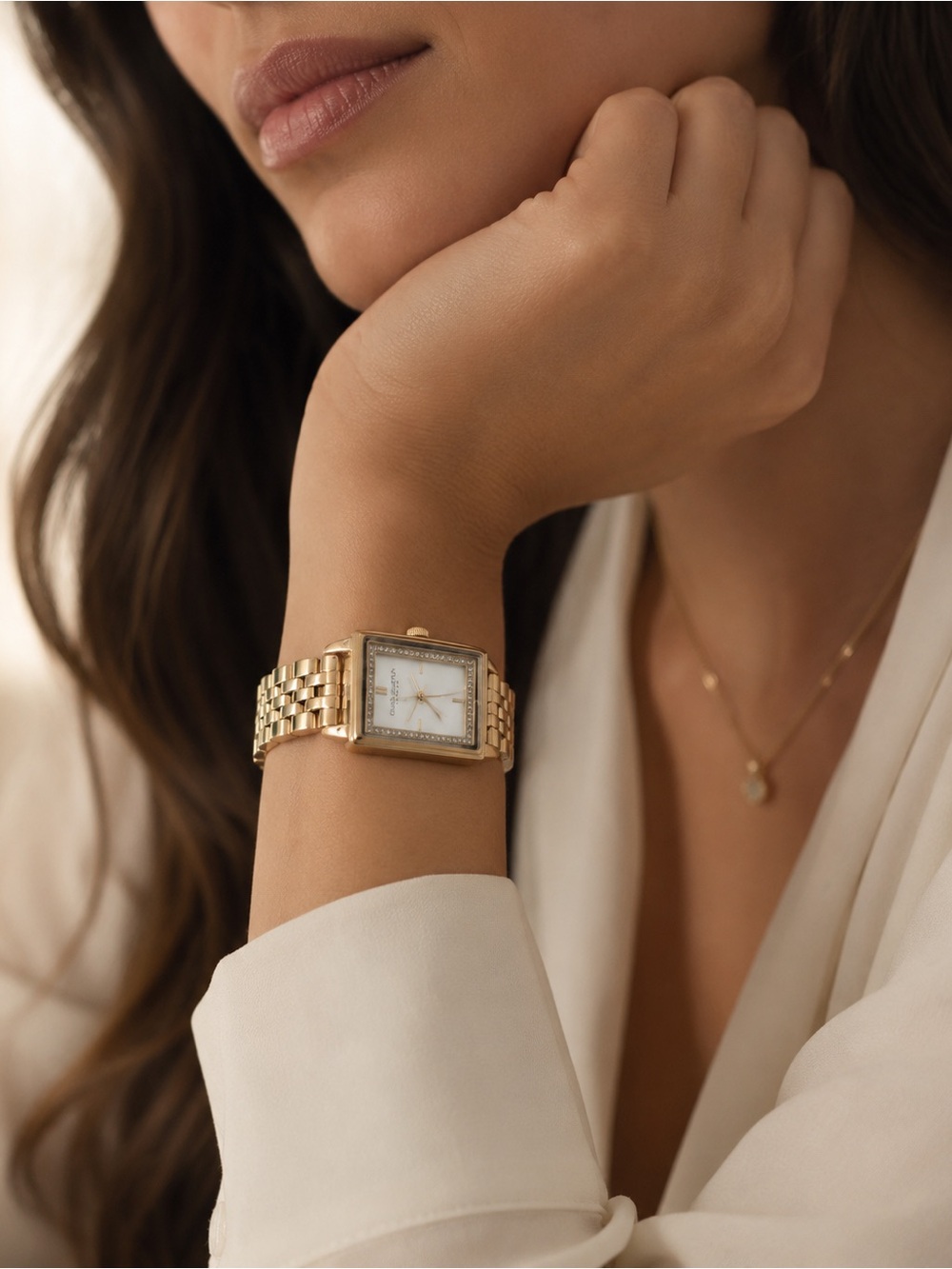 OLIVIA BURTON Gold-Tone Square Bracelet Watch with White Dial - Picture 10 of 11